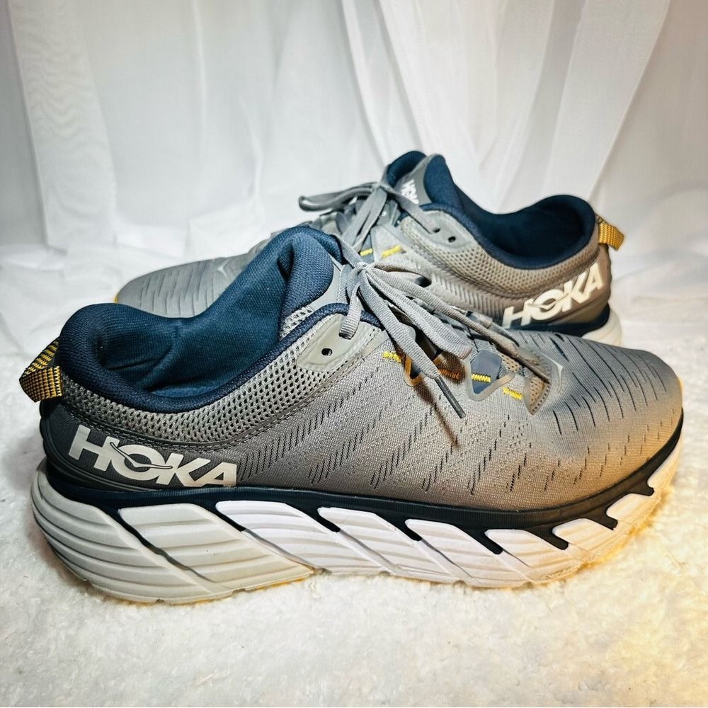 Hoka One One Gaviota 3 Men's Gray and Yellow Athletic Shoes sz 13 2E - Picture 3 of 7